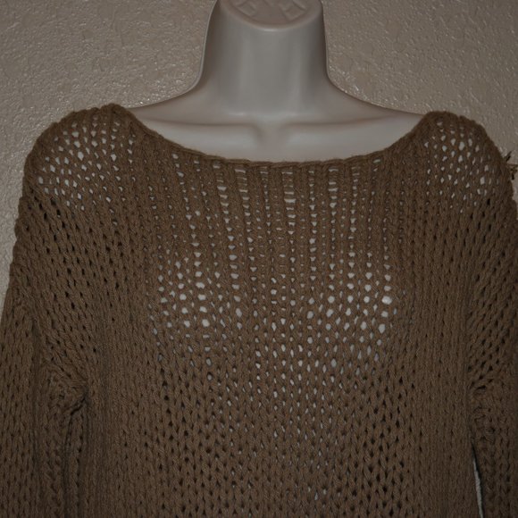 $345 Sz XS Vince Brown Loose Knit Long Sleeve Sweater - Picture 3 of 7